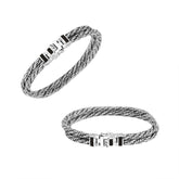 Sterling Silver 5MM Handcrafted Bali Bracelet with Black Shell and Box Clasp